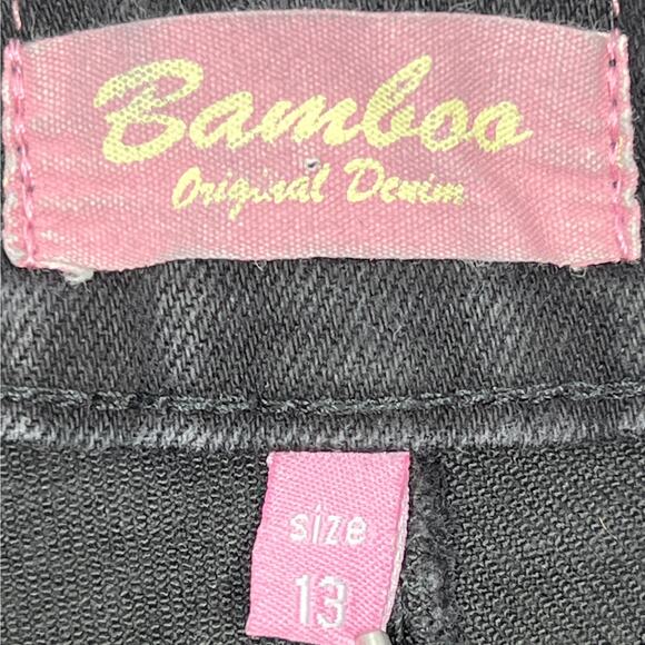 Bamboo Original Denim Black Cutoff Jean Shorts Sz 13 Grunge Stretch Denim Jorts - Picture 3 of 9